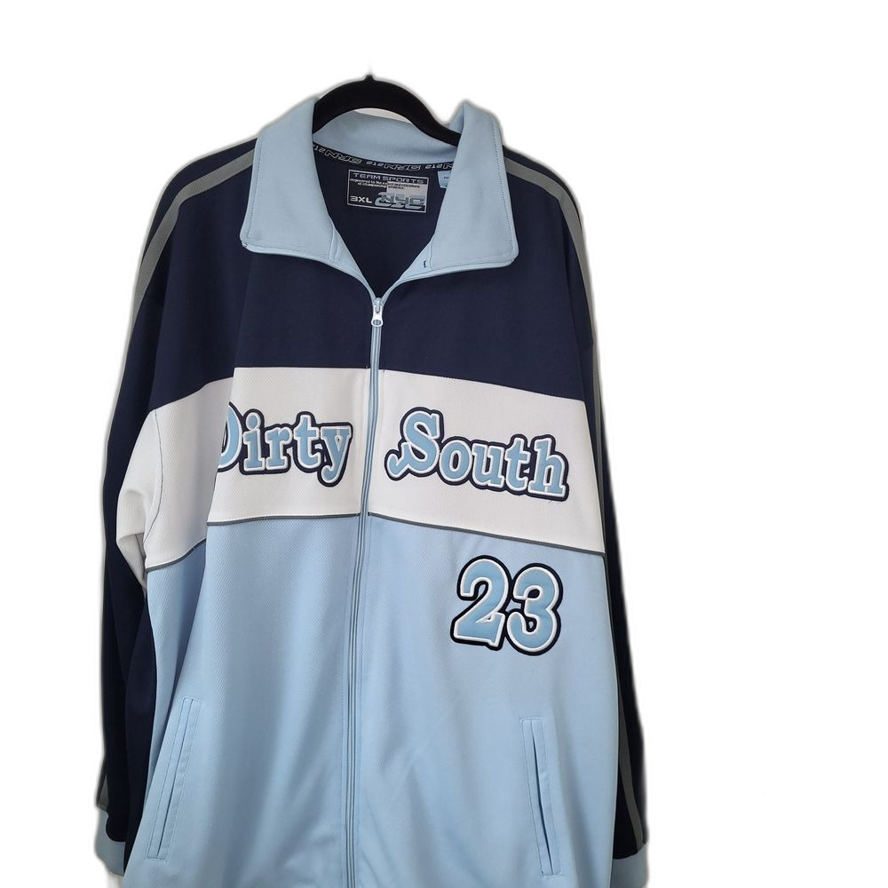 Blue and White Zip-Up Jacket - 3XL